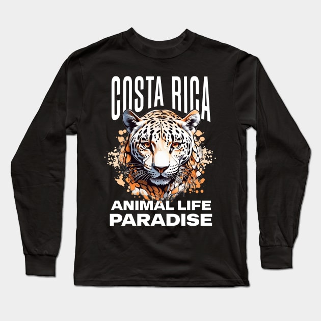Costa Rica Animal Life Paradise Jaguar Long Sleeve T-Shirt by Costa Rica Designs
